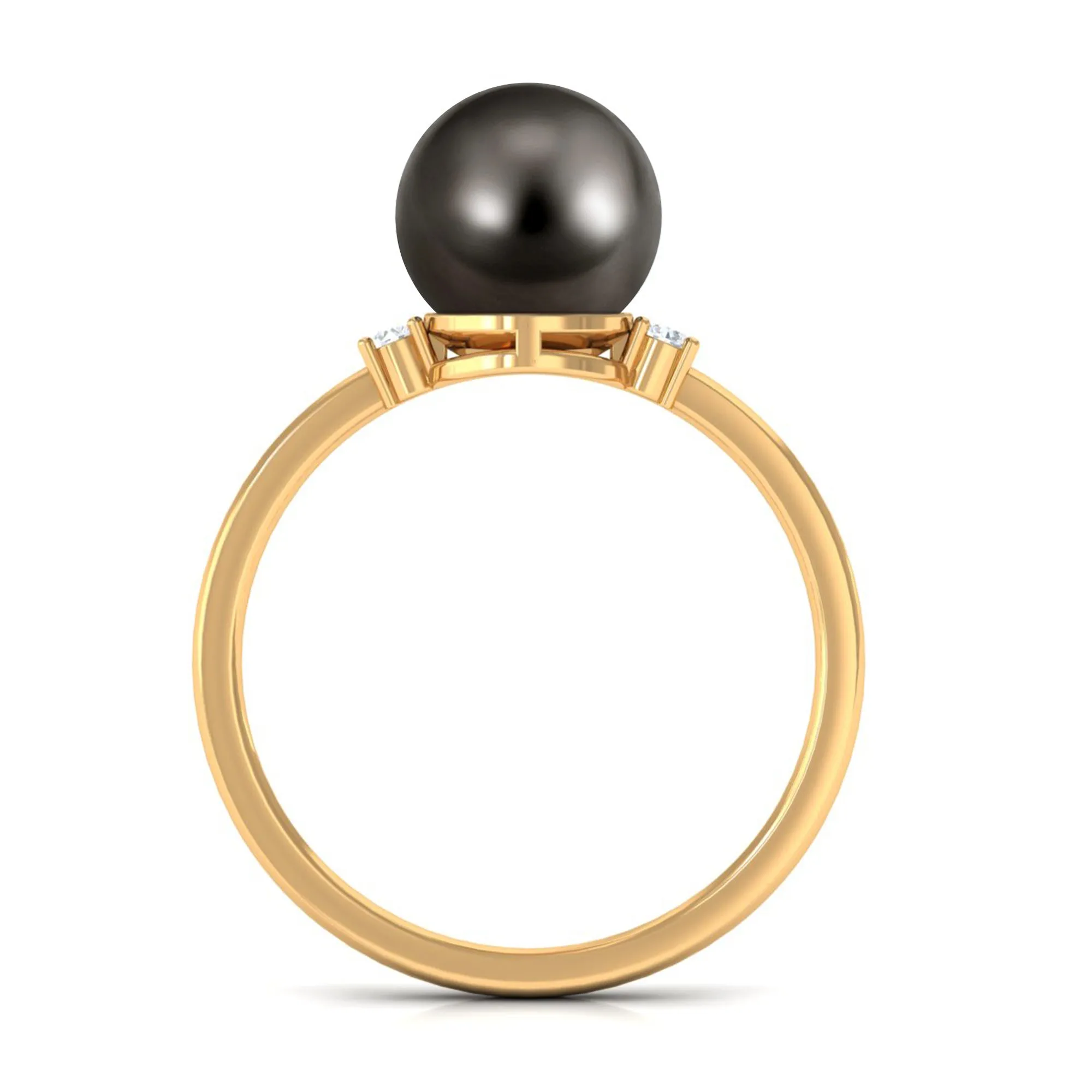 Minimal Tahitian Pearl Solitaire Promise Ring