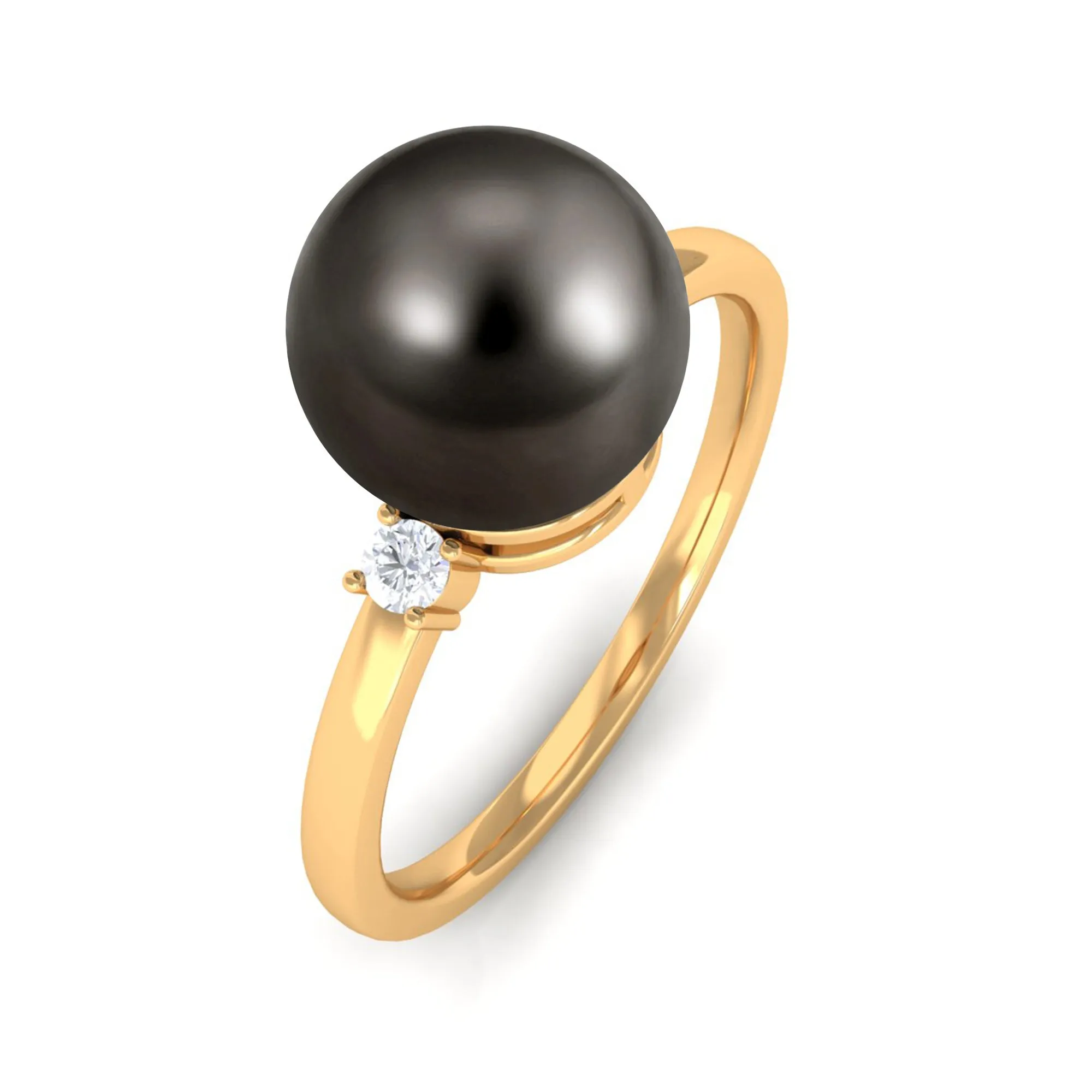 Minimal Tahitian Pearl Solitaire Promise Ring