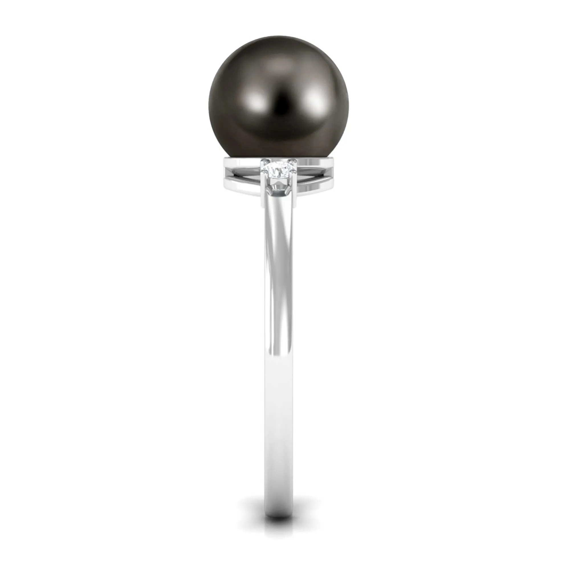 Minimal Tahitian Pearl Solitaire Promise Ring
