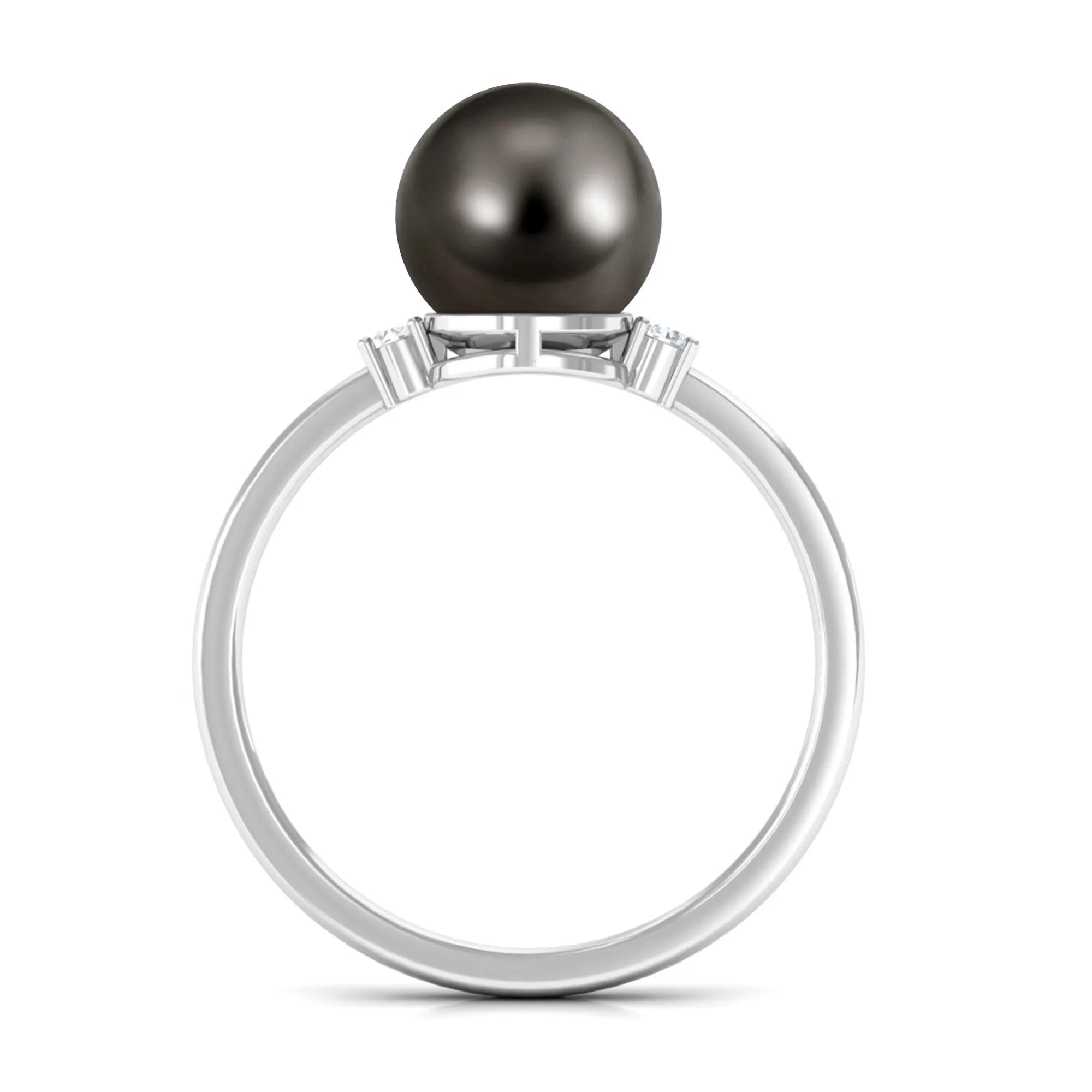Minimal Tahitian Pearl Solitaire Promise Ring