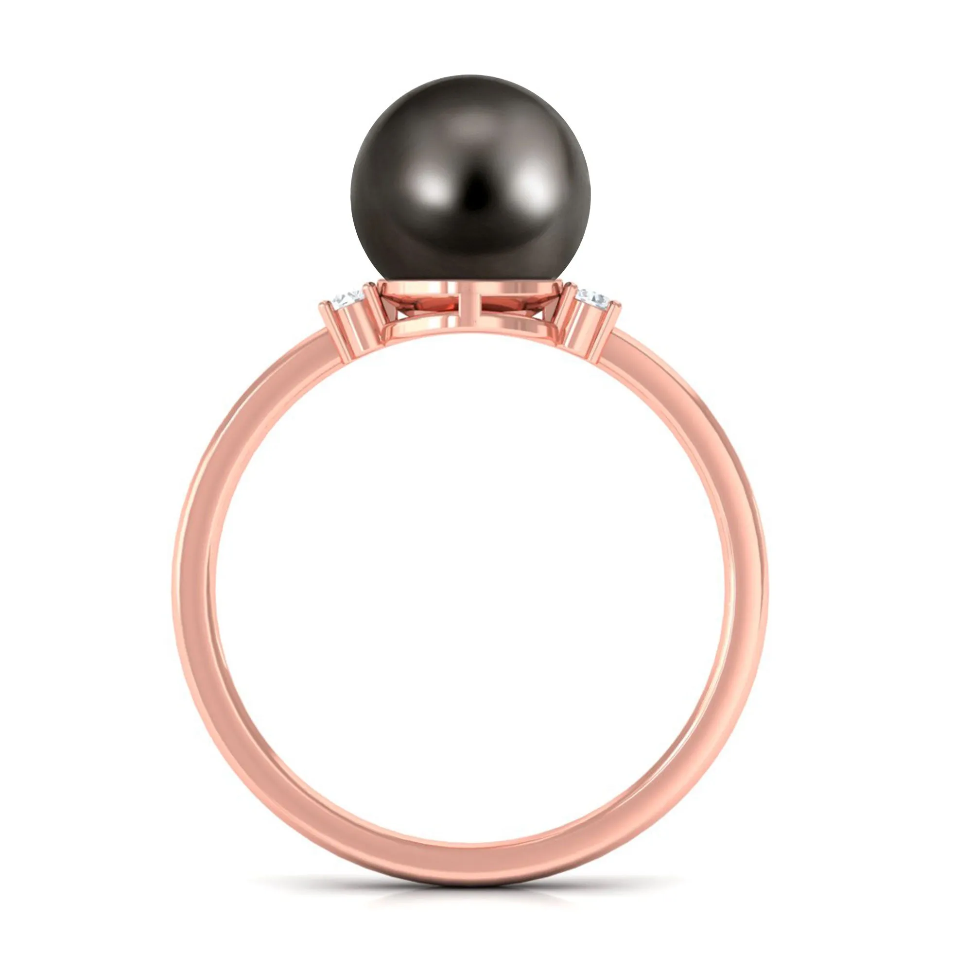 Minimal Tahitian Pearl Solitaire Promise Ring
