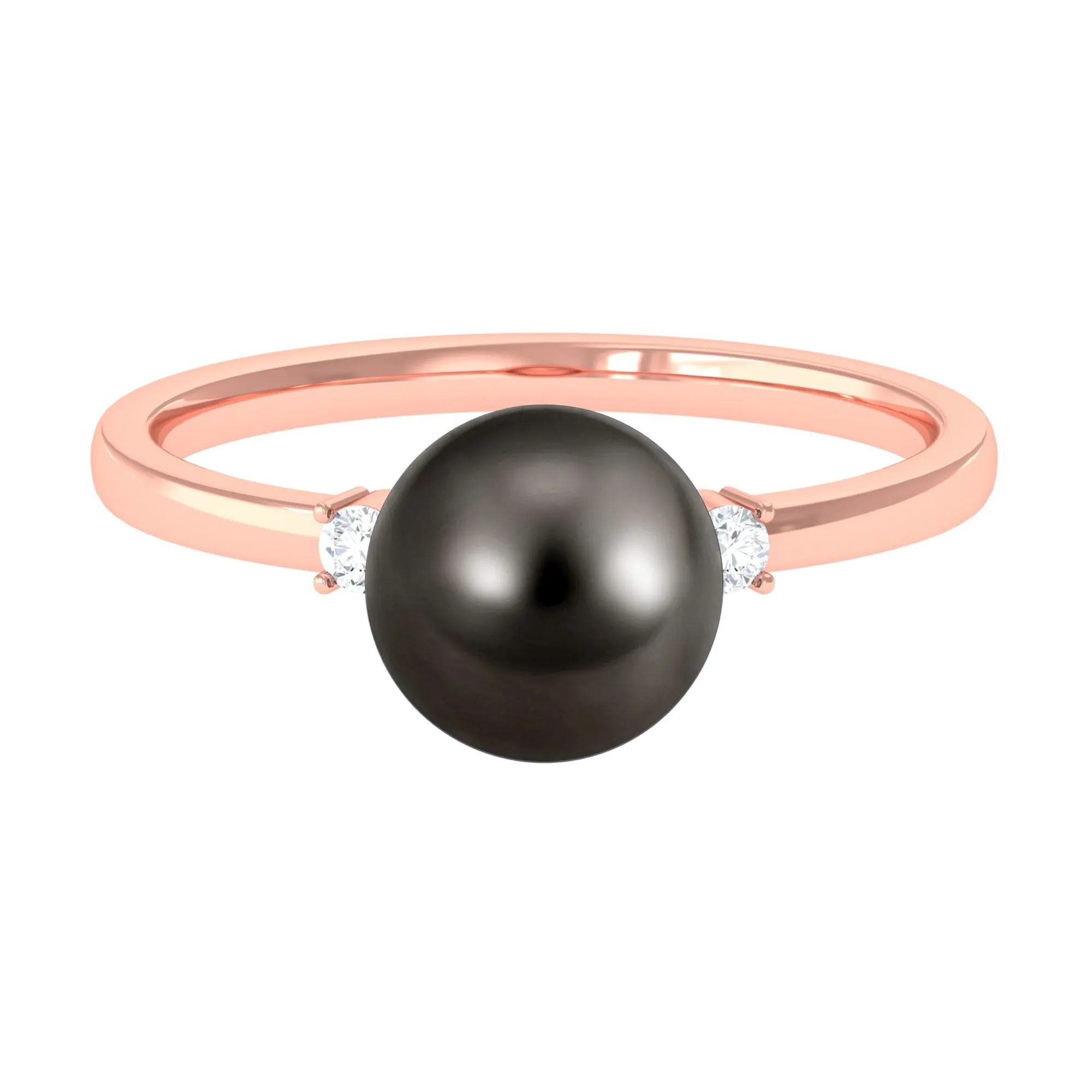 Minimal Tahitian Pearl Solitaire Promise Ring
