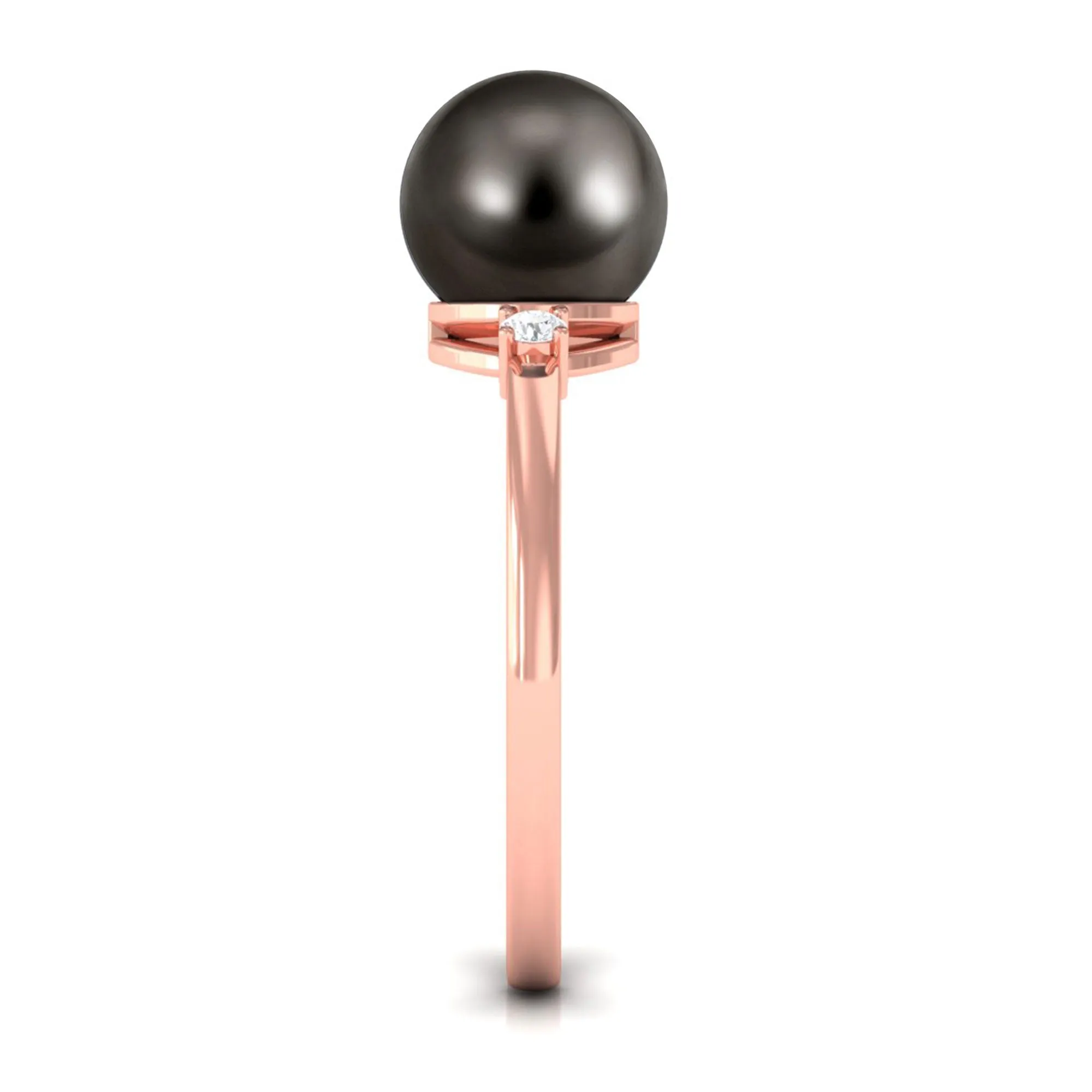 Minimal Tahitian Pearl Solitaire Promise Ring