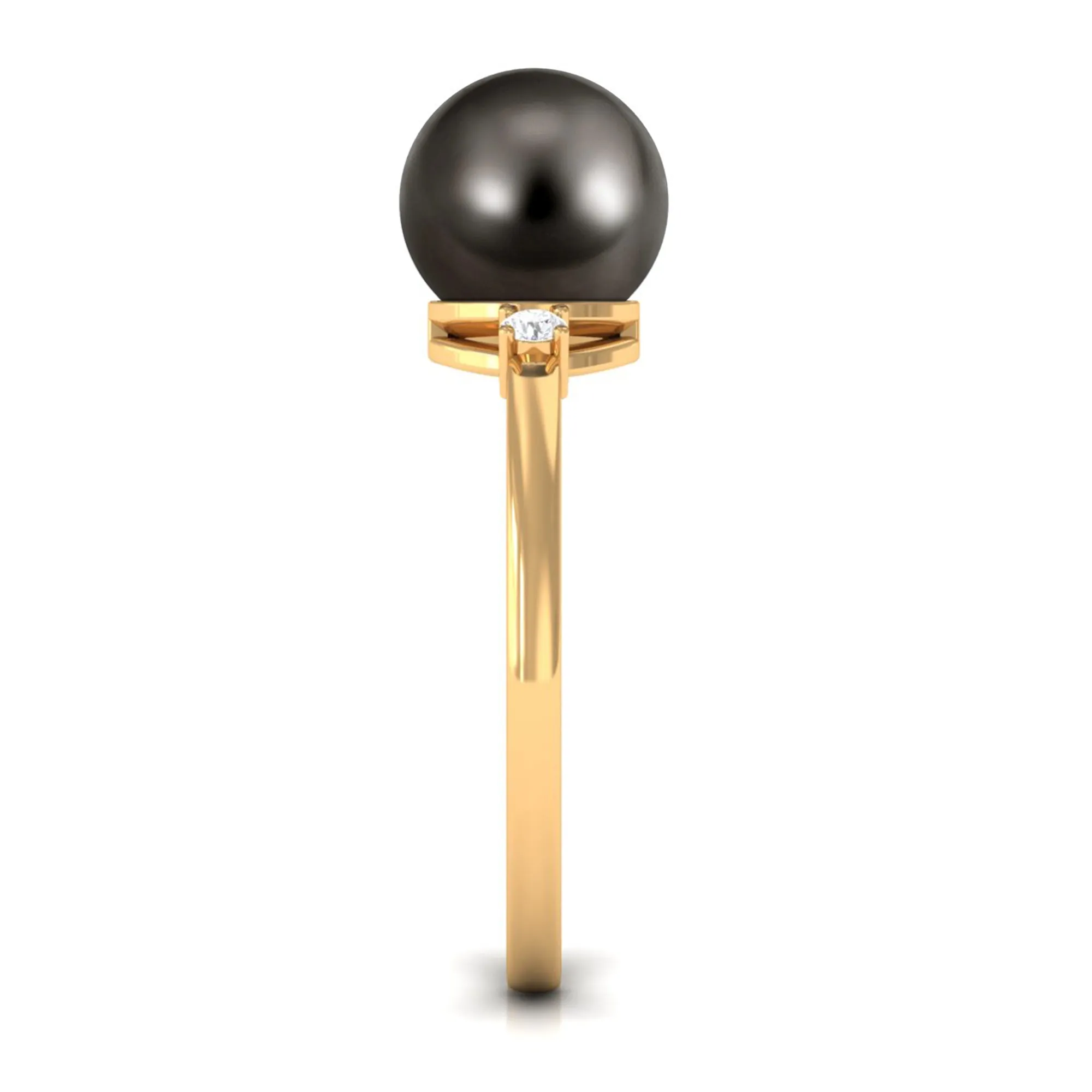 Minimal Tahitian Pearl Solitaire Promise Ring