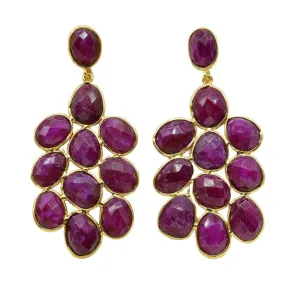 Minimalist Earrings 14K Gold Over 925 Silver Earrings For Women & Girls Sterling Silver Dangle Drop Earrings Ruby Earrings July Birthstone Red Gemstone