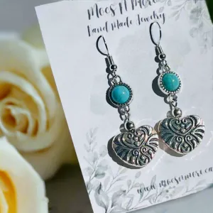 Mocs N More Earrings - Vintage Turquoise Hearts