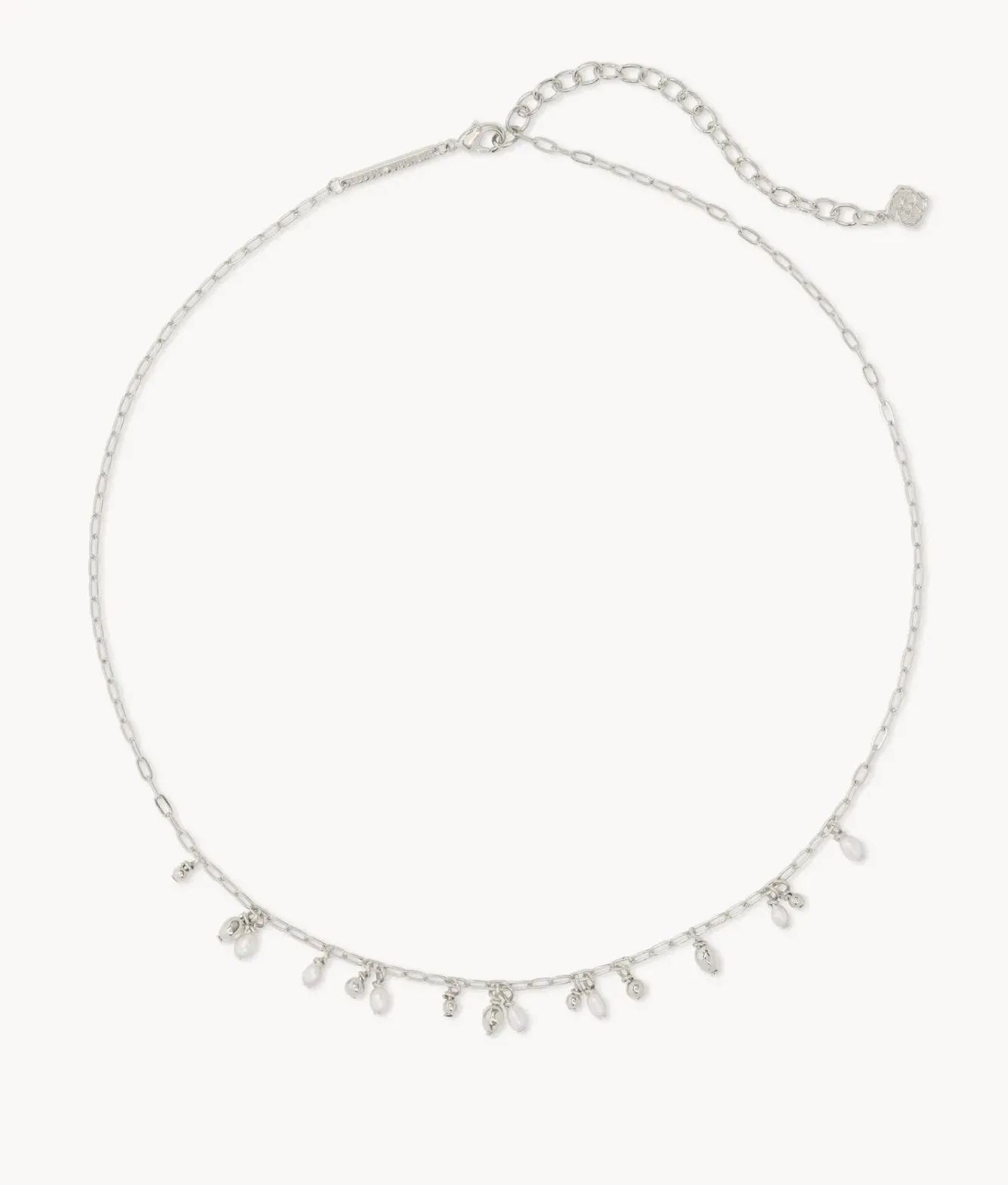 Mollie Silver Choker Necklace in White Pearl