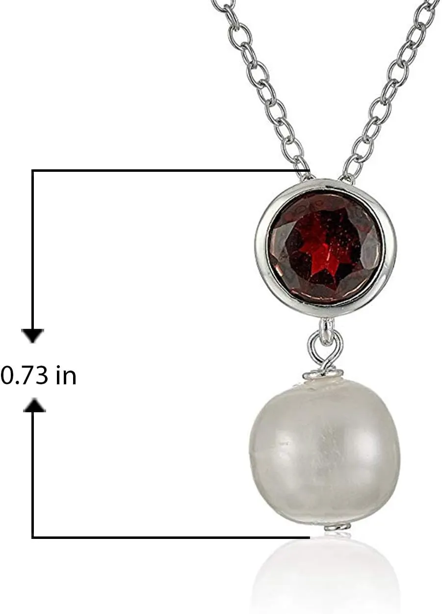 MORGAN & PAIGE .925 Sterling Silver Rhodium Plated Freshwater Cultured Pearl and Birthstone Dainty Necklaces for Women - Silver Necklaces for Women, Hypoallergenic Jewelry, 18 Inch Chain