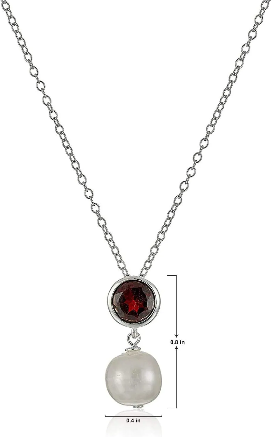 MORGAN & PAIGE .925 Sterling Silver Rhodium Plated Freshwater Cultured Pearl and Birthstone Dainty Necklaces for Women - Silver Necklaces for Women, Hypoallergenic Jewelry, 18 Inch Chain