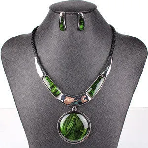 MS20129 Fashion Brand Jewelry Sets Round Pendant 5 Colors Faux Leather Rope High Quality Wholesale Price Party Gifts