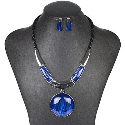 MS20129 Fashion Brand Jewelry Sets Round Pendant 5 Colors Faux Leather Rope High Quality Wholesale Price Party Gifts