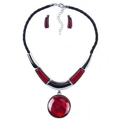 MS20129 Fashion Brand Jewelry Sets Round Pendant 5 Colors Faux Leather Rope High Quality Wholesale Price Party Gifts