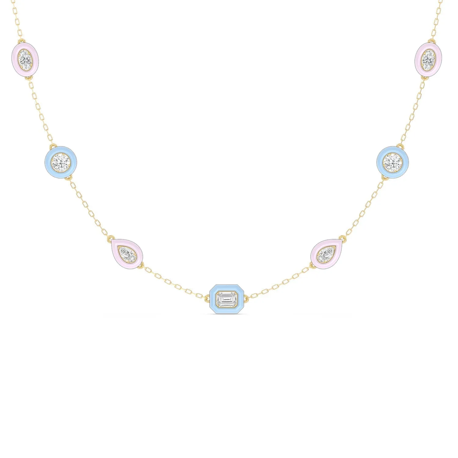 Multi Color Chain Necklace in Ceramic