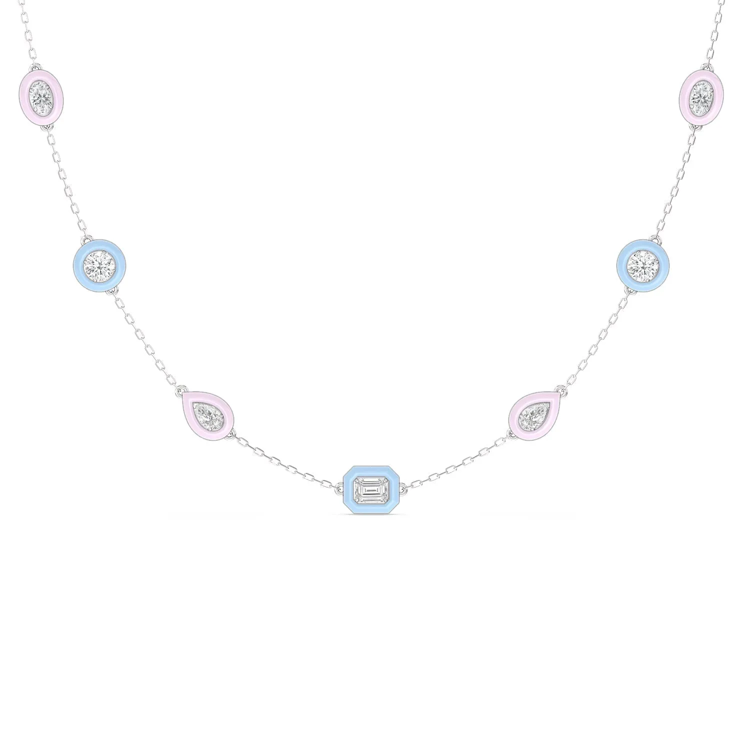 Multi Color Chain Necklace in Ceramic