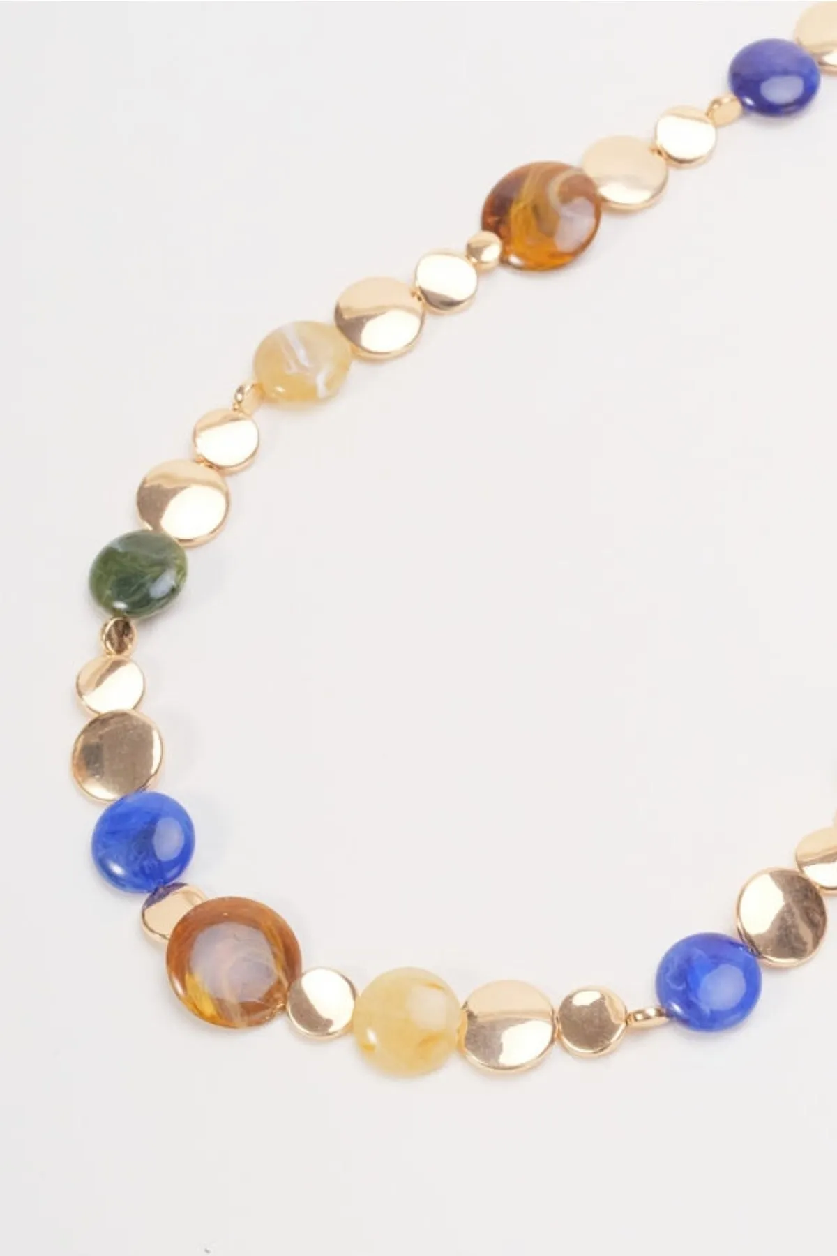 Multicoloured Long Beaded Gold Necklace