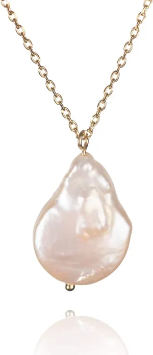 namana Baroque Pearl Pendant Necklace for Women, Gold Pendant Necklace with a Freshwater Baroque Pearl, Simple Baroque Pearl Necklace for Women, Dainty Gold Necklace for Women