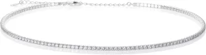 namana Dainty Choker Necklaces for Women, Elegant 925 Sterling Silver Tennis Necklaces for Women set with Clear or Multicolored Cubic Zirconia Stones, Sterling Silver Jewelry for Women