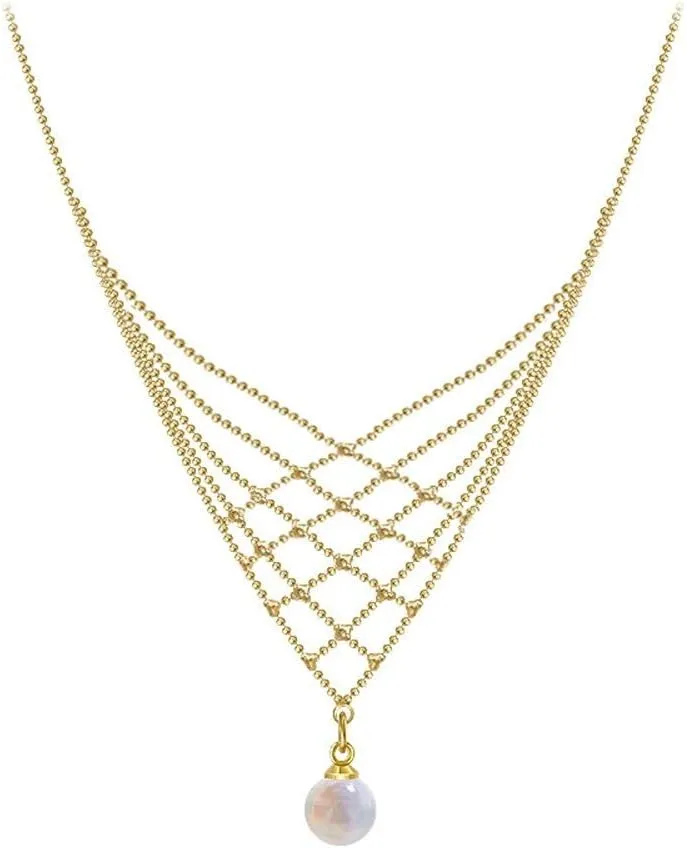 Necklaces 1PC Vintage Pearl Pendant Necklaces Beaded Chain Clavicle Choker Elegant Multi Layer Necklace for Women Trendy Neck Jewelry
