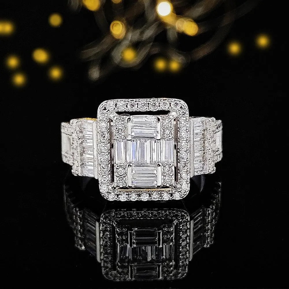 New Arrival - Luxury Rectangle Design Elegant AAA  Quality CZ Diamonds Engagement Ring