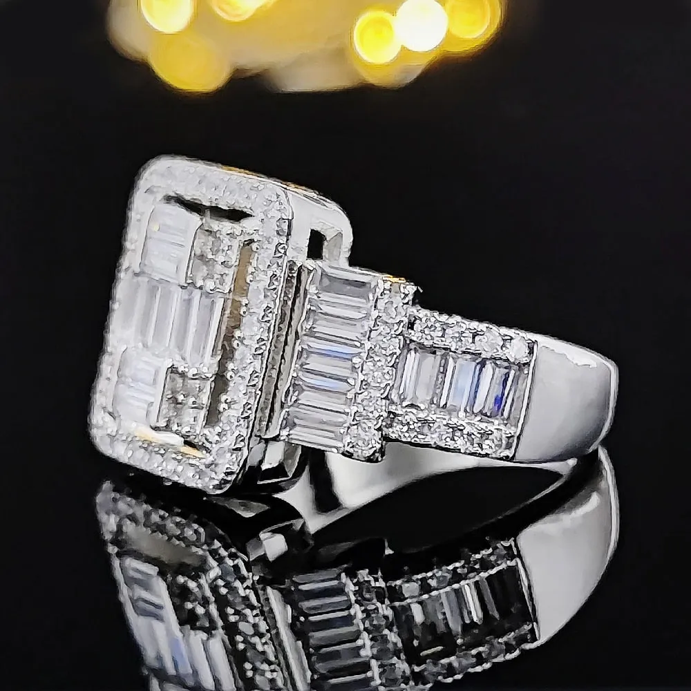 New Arrival - Luxury Rectangle Design Elegant AAA  Quality CZ Diamonds Engagement Rings