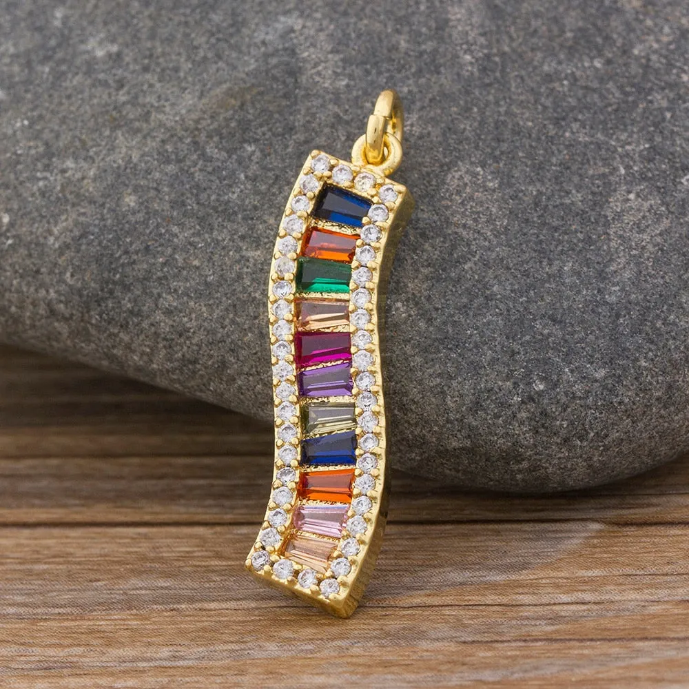 New Trendy CZ Rainbow Necklace Woman Long Chain Zirconia Necklace
