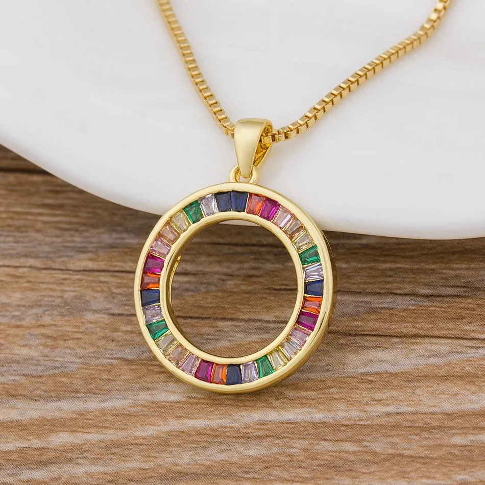 New Trendy CZ Rainbow Necklace Woman Long Chain Zirconia Necklace