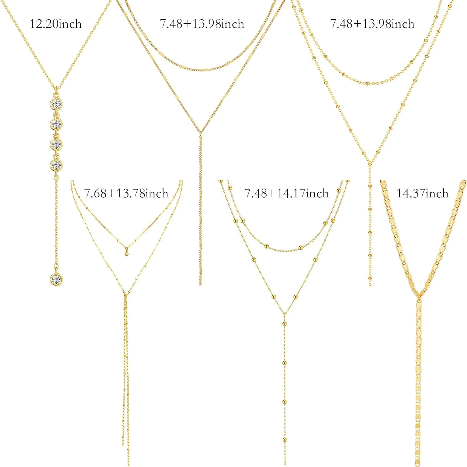 NEWITIN 6 Pieces Chain Necklaces for Women Gold Plated Necklace Cross Bow Pearl Star Heart Pendant Gold Necklace Set for Women