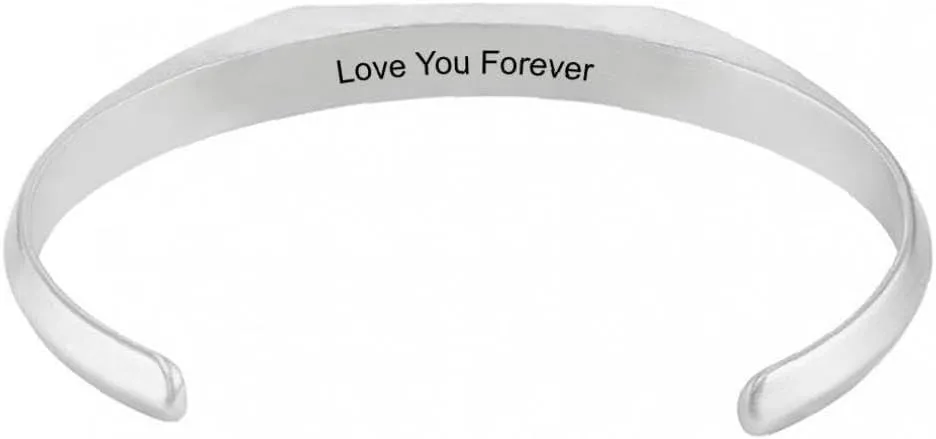 Nsipan Personalized Bracelets for Women/Men, Engraved Custom Bracelets Cuff, Double Side Engraved, for Birthday Boyfriend