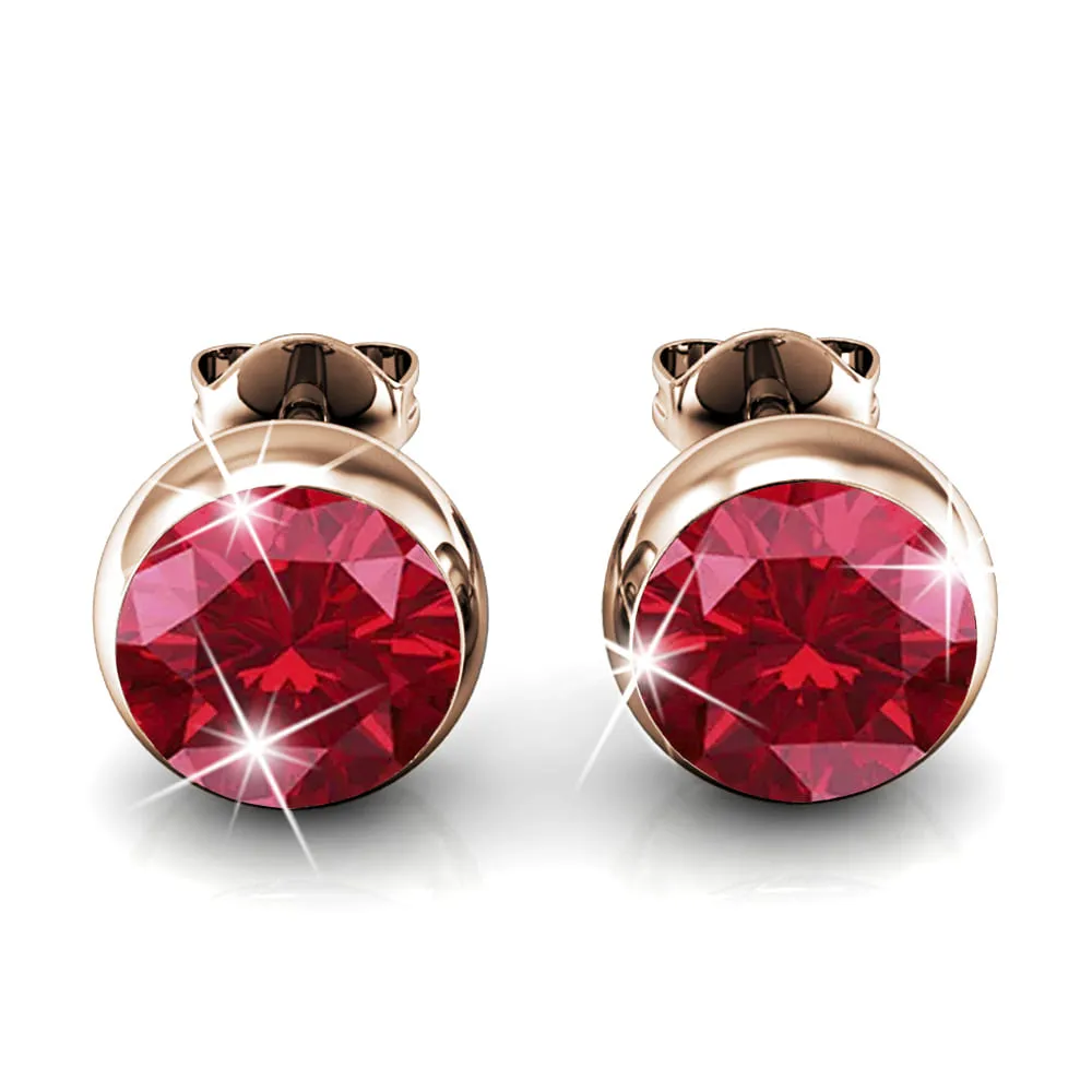 Opulence Earrings Embellished with Ruby  SWAROVSKI® Crystals in Rose Gold