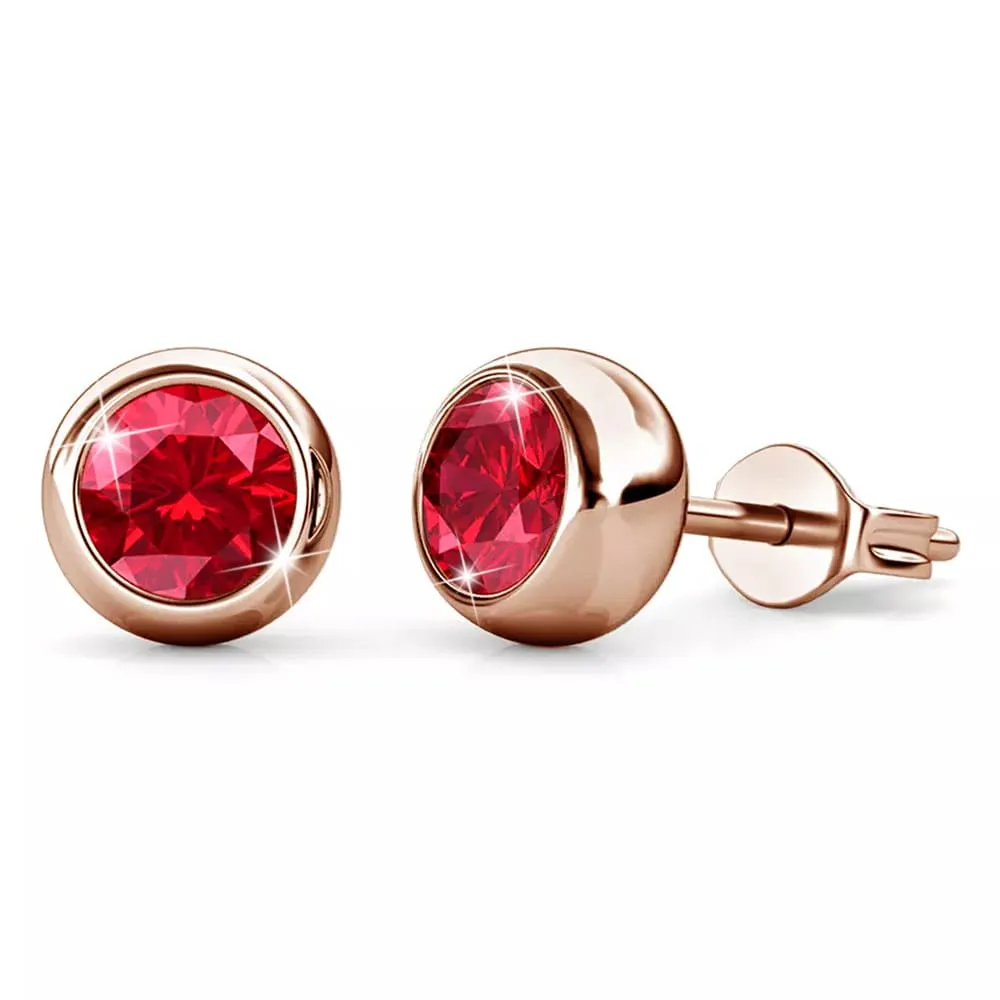 Opulence Earrings Embellished with Ruby  SWAROVSKI® Crystals in Rose Gold