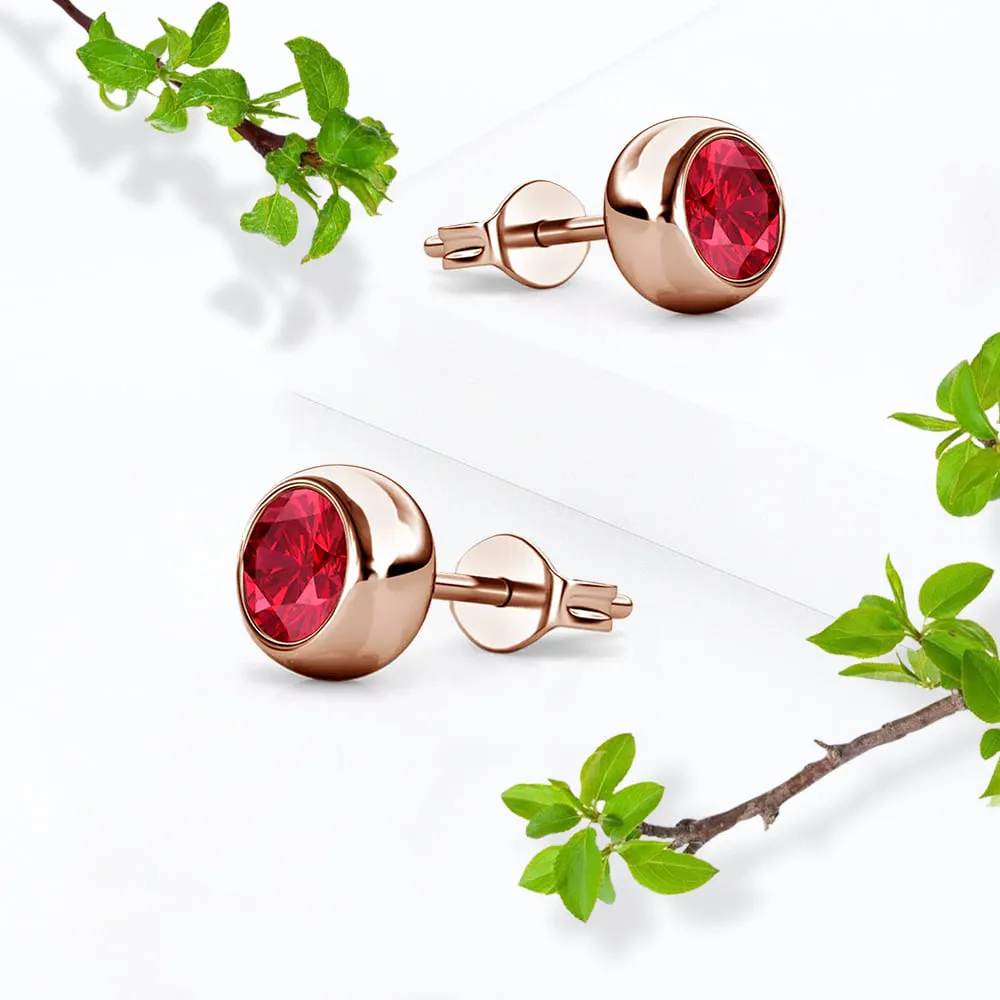 Opulence Earrings Embellished with Ruby  SWAROVSKI® Crystals in Rose Gold