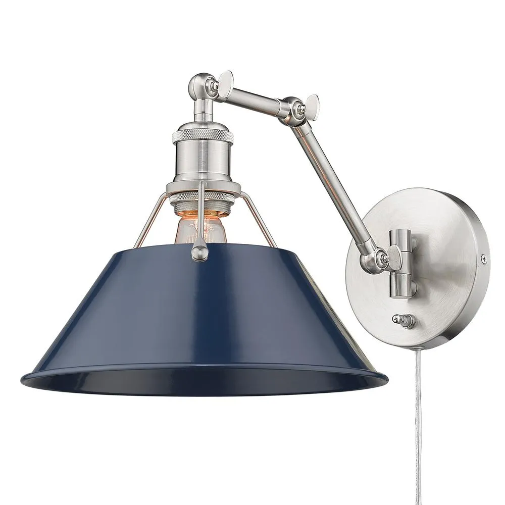 Orwell 1 Light Articulating Wall Sconce PEWTER WITH NAVY SHADE