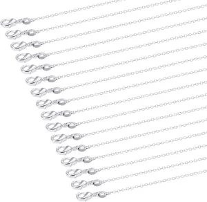 Outus 24 Pack Silver Plated Chain Necklace Bulk Link Cable Chain Charms with Lobster Clasp, 1.2 mm (24 Inches)