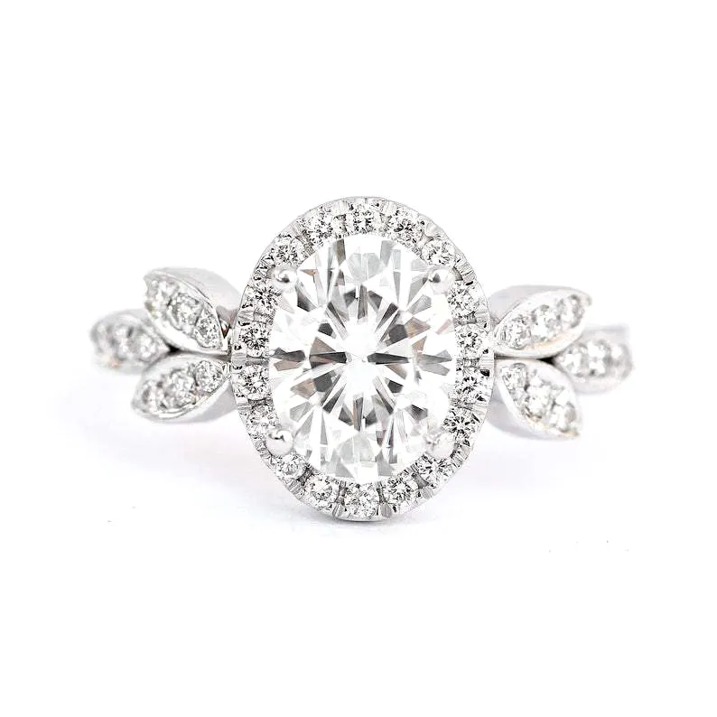 Oval Diamond Engagement Two Rings Set - Minimal Lily & Ariana ♥