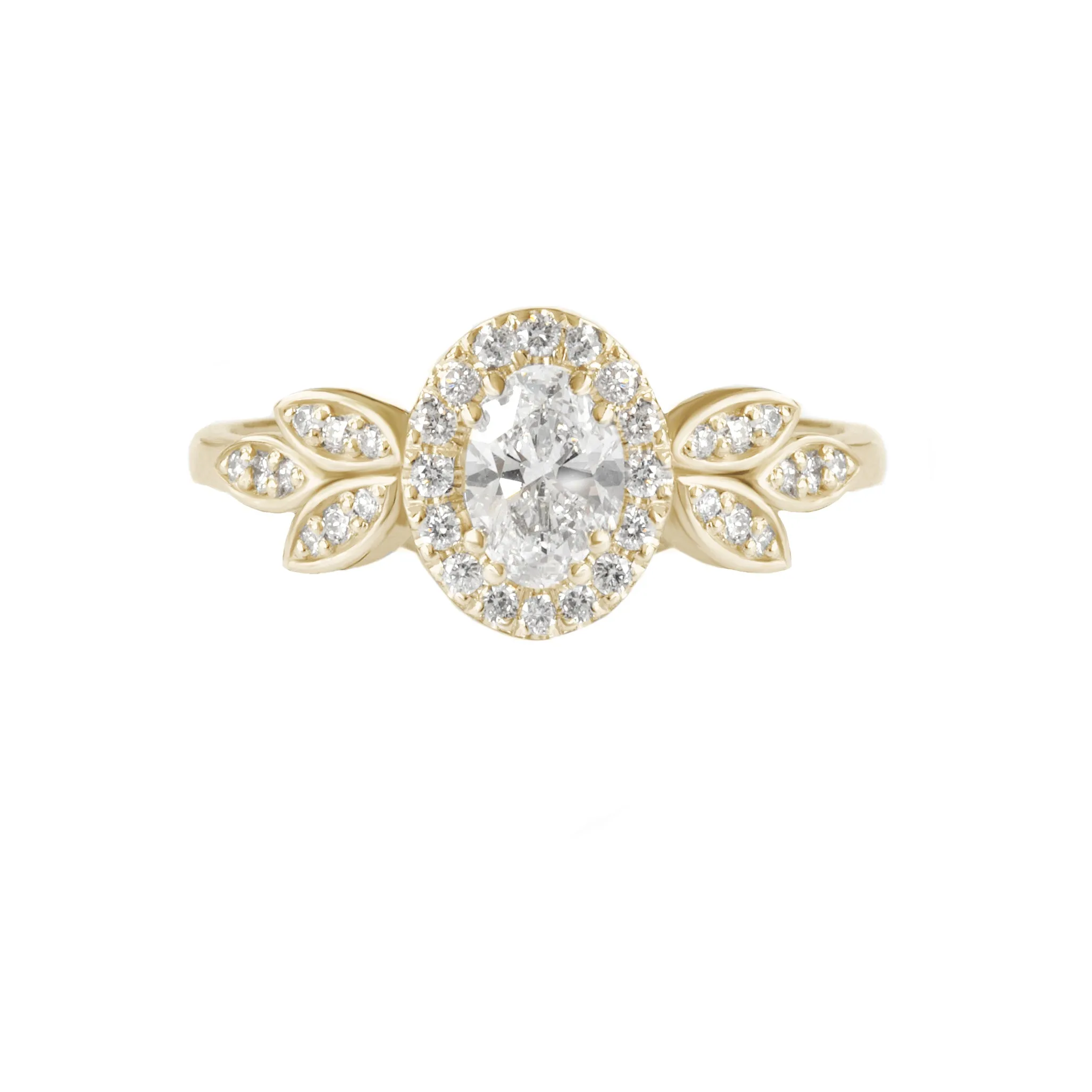 Oval Diamond Engagement Two Rings Set - Minimal Lily & Ariana ♥