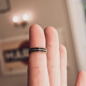 Pair of Victorian Black Enamel Rings