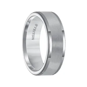 PAUL Flat Tungsten Carbide Round Edge Comfort Fit Band with Satin Center Finish by Triton Rings - 7mm