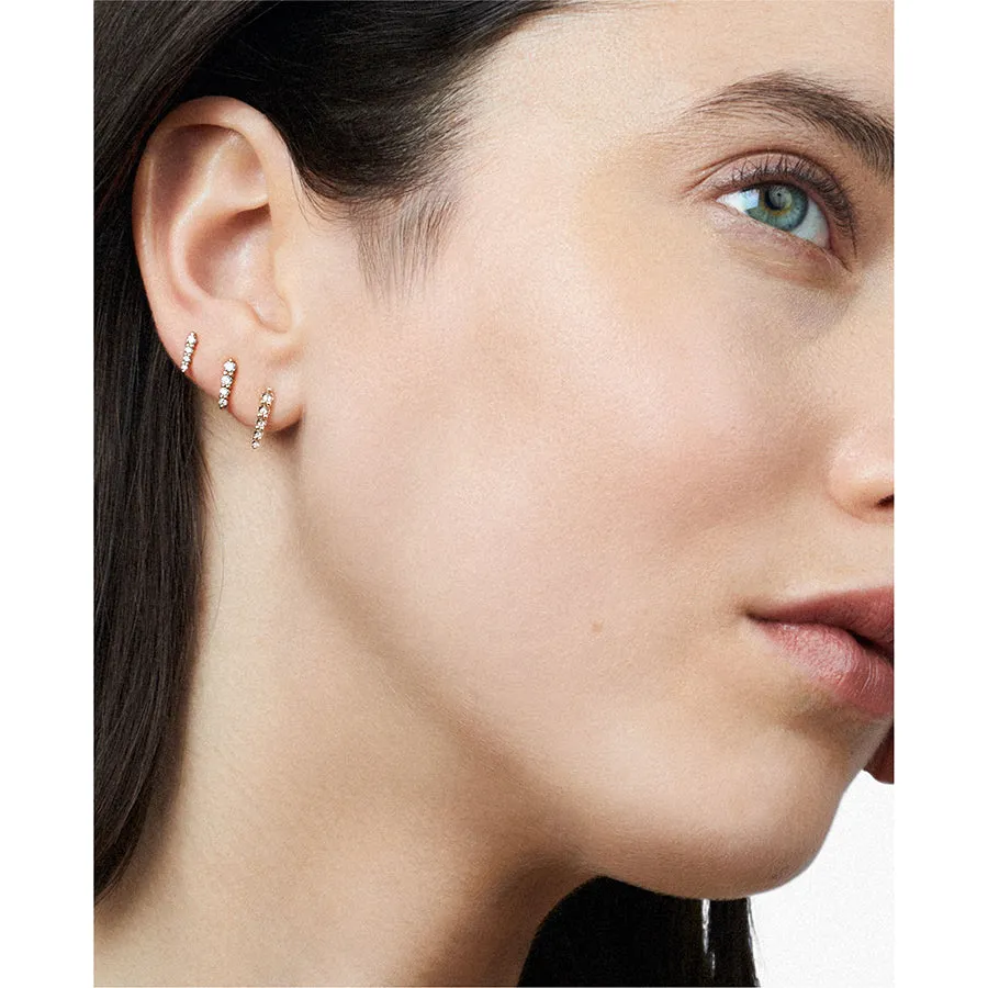 Pavé Pointe Stud Earring (Medium) - Yellow Gold & Emerald
