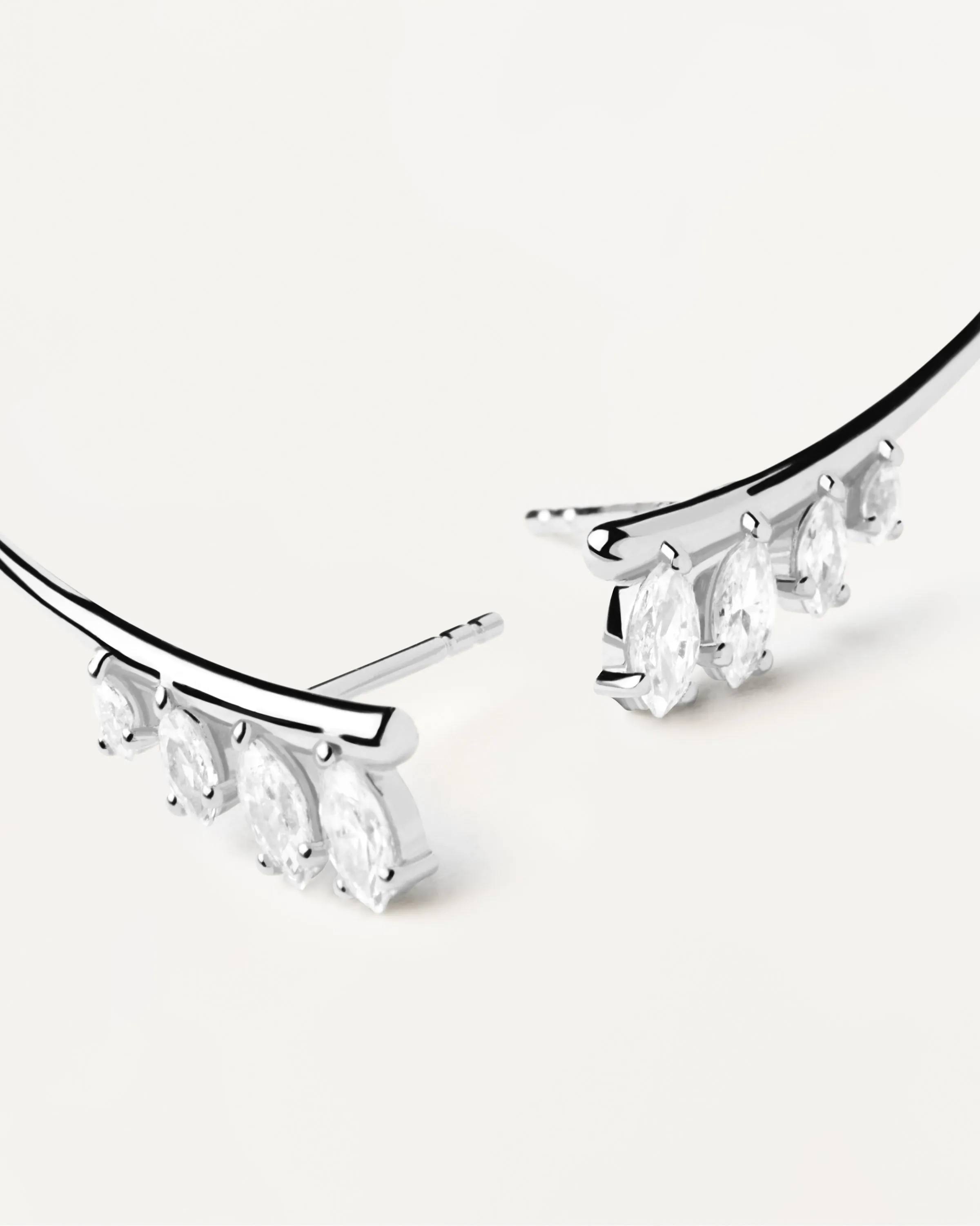 PDPAOLA Aqua Silver Climbing Earrings - 925 Sterling Silver