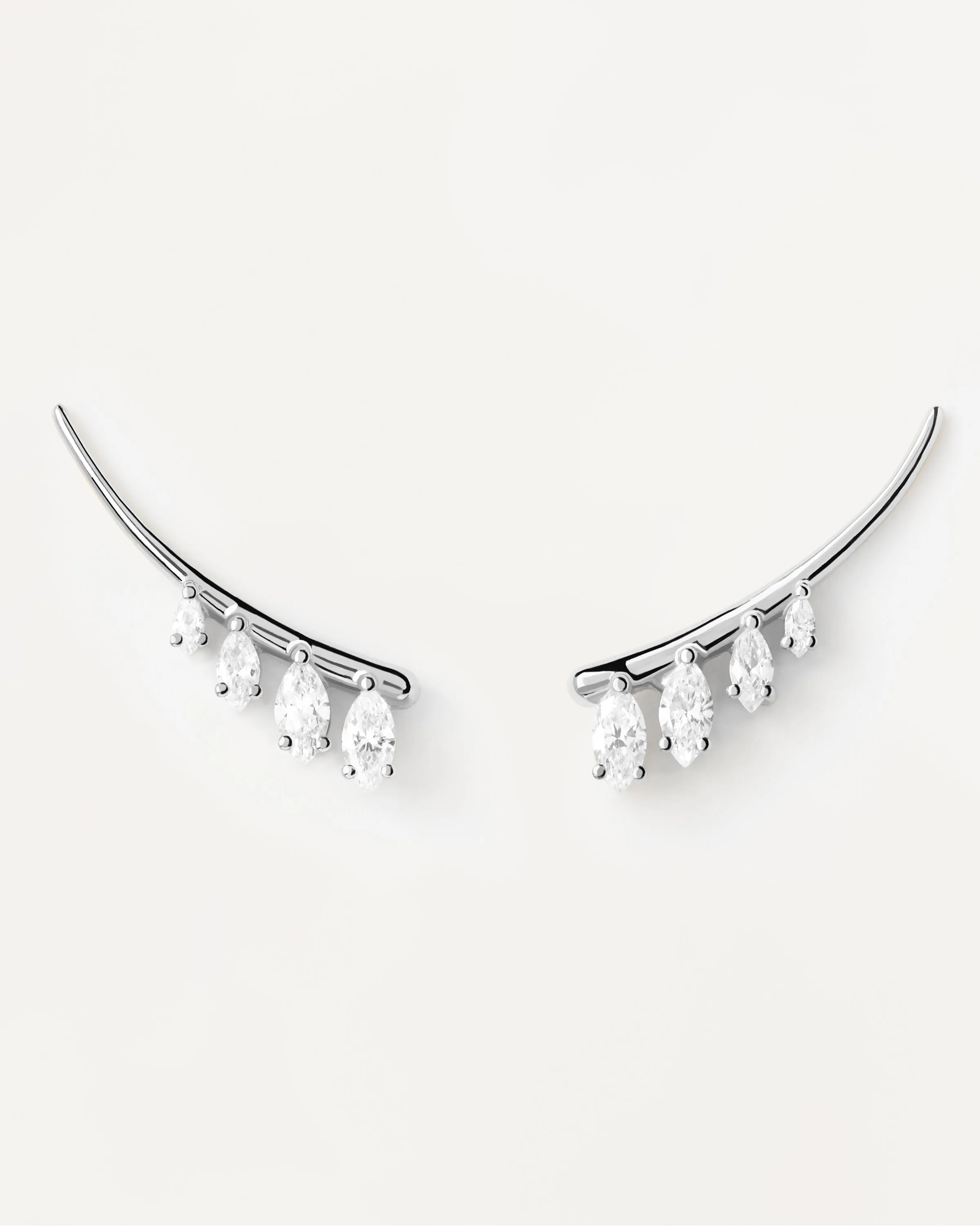 PDPAOLA Aqua Silver Climbing Earrings - 925 Sterling Silver