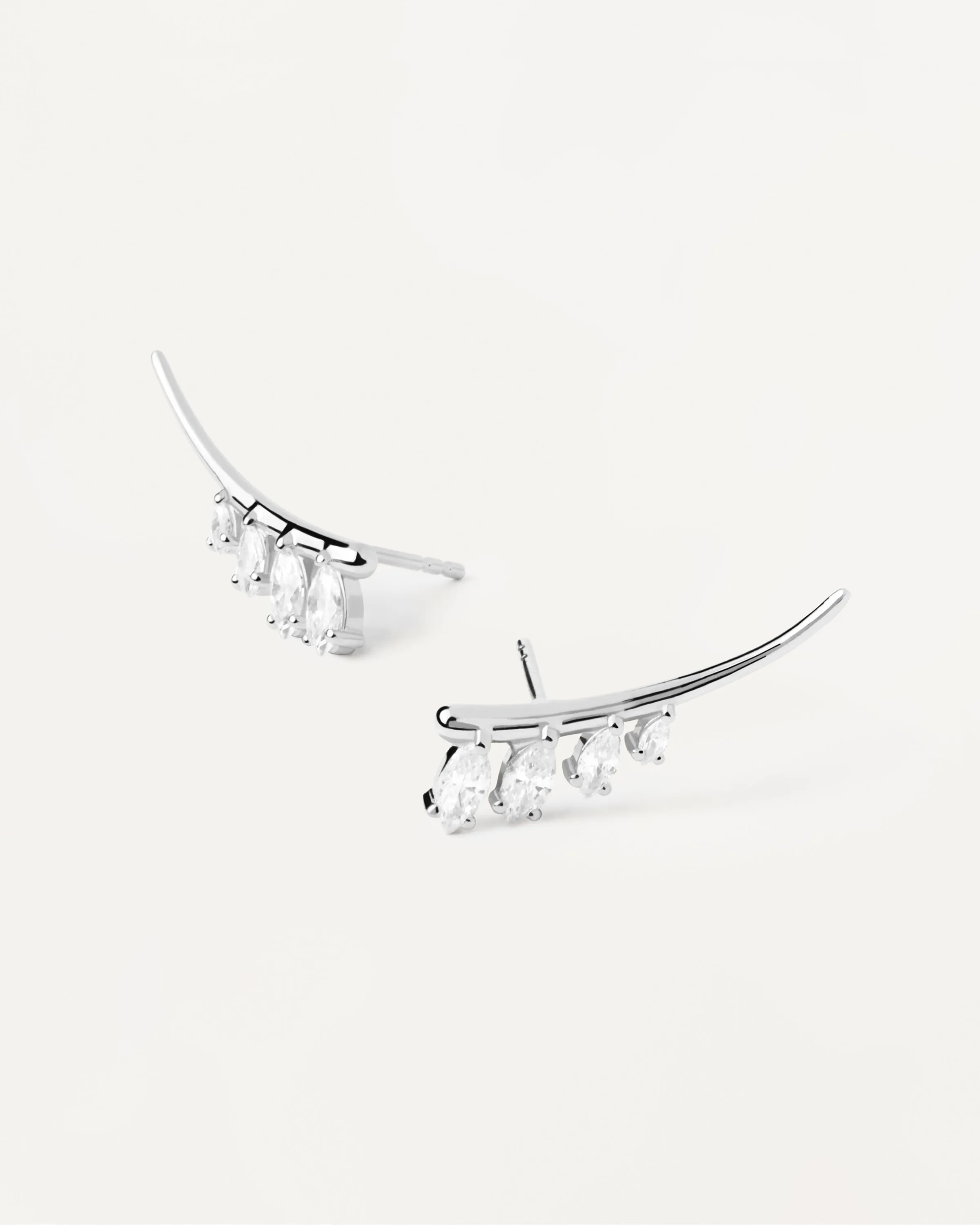 PDPAOLA Aqua Silver Climbing Earrings - 925 Sterling Silver