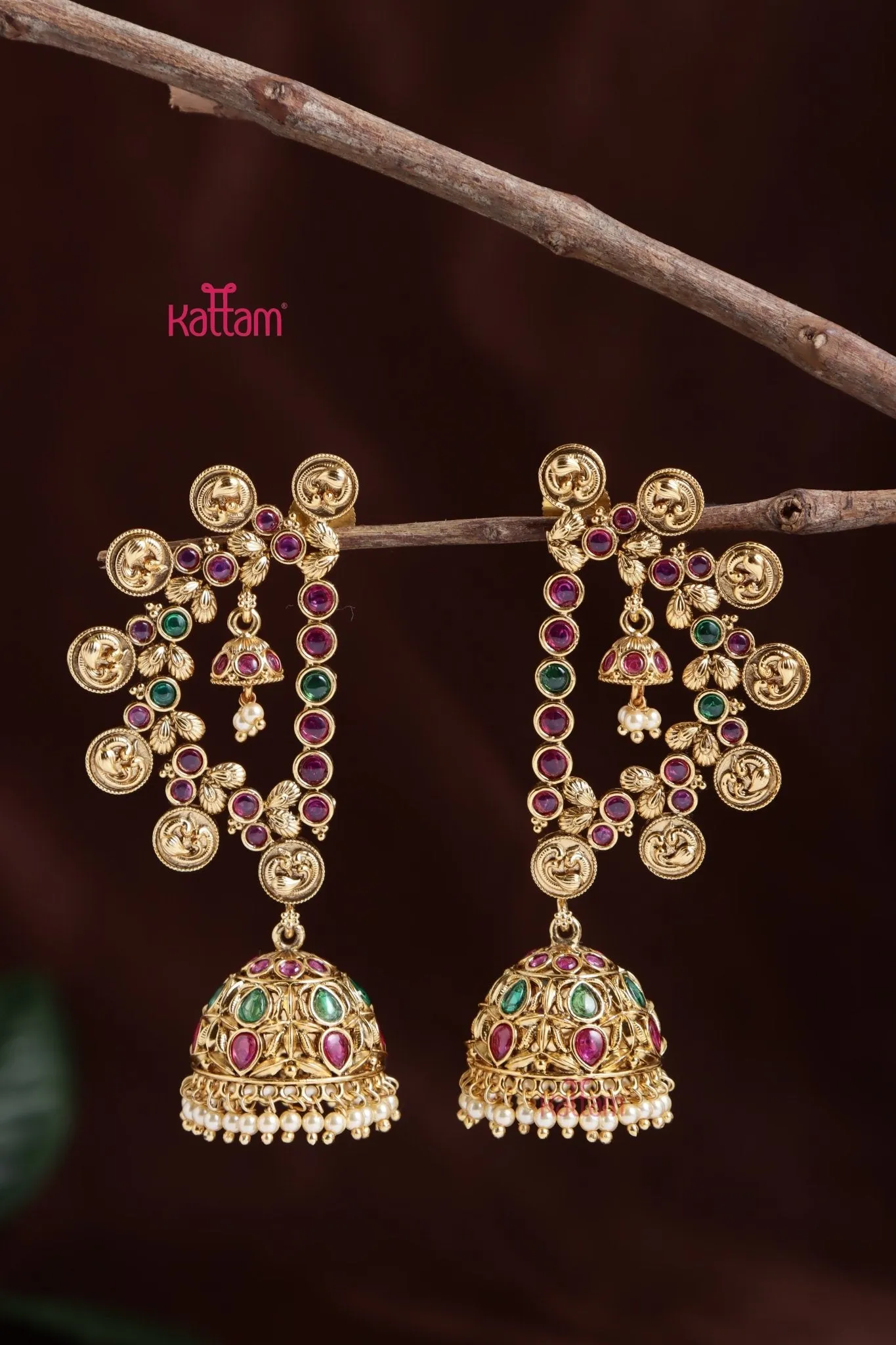 Peacock Coin Earcuff Bold Earring