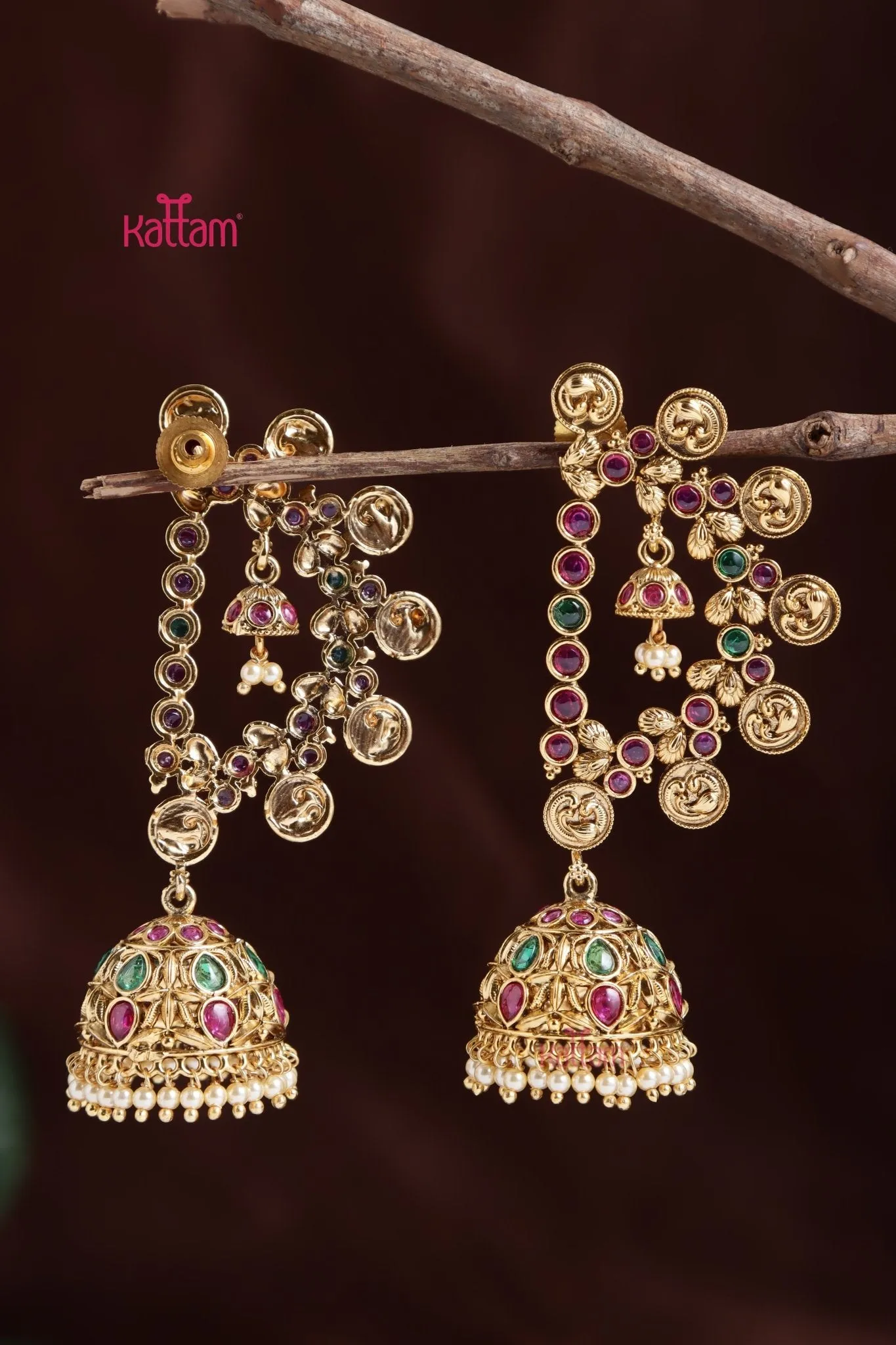 Peacock Coin Earcuff Bold Earring