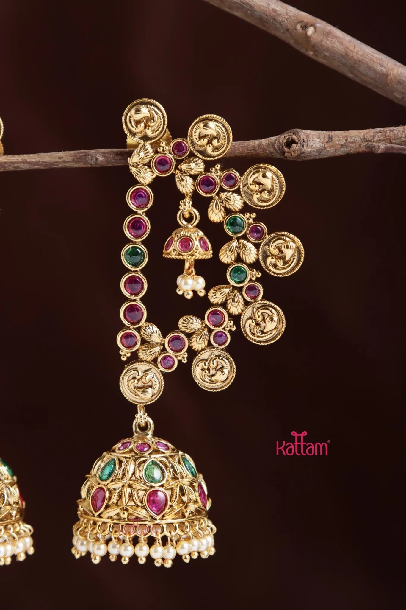 Peacock Coin Earcuff Bold Earring