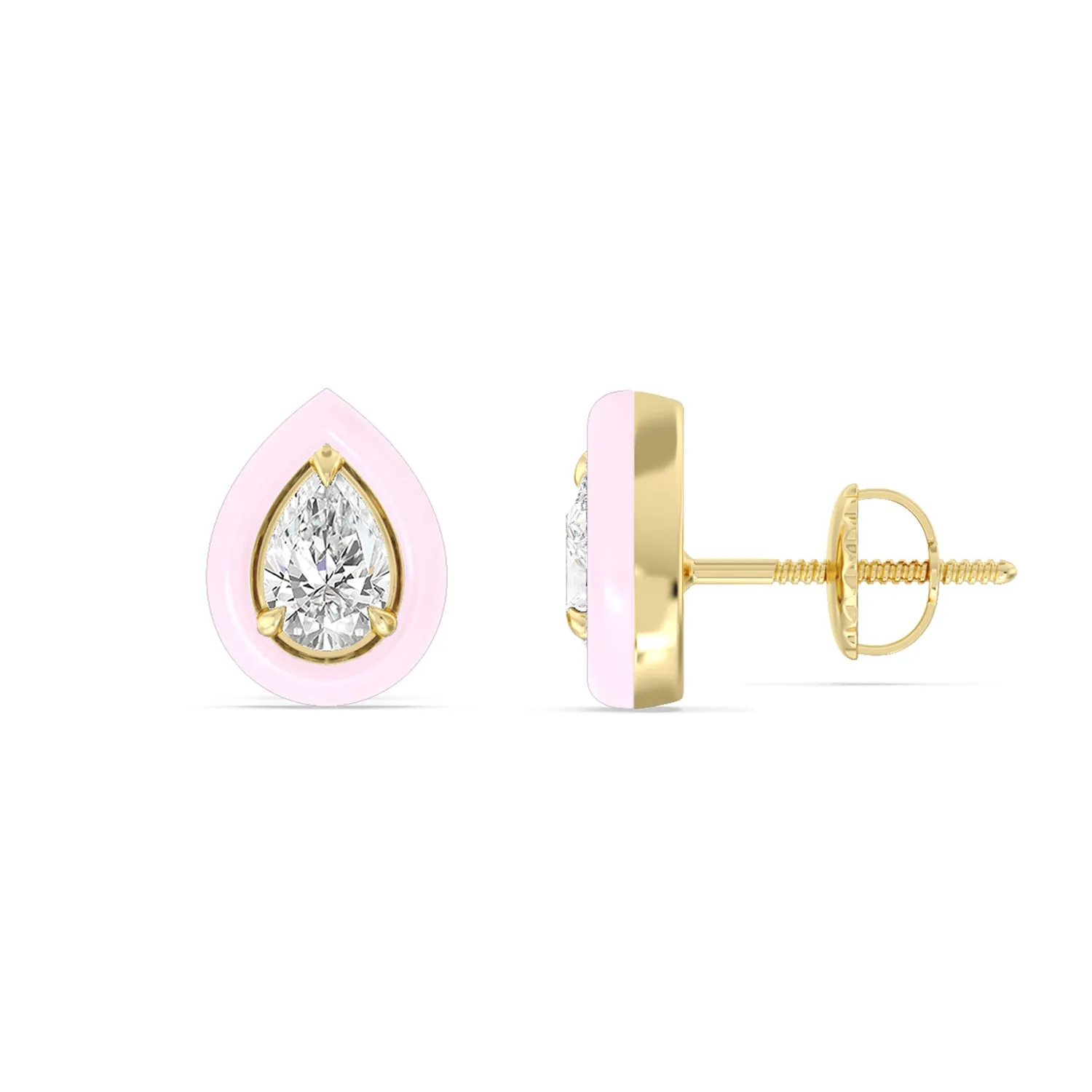 Pear Bezel Studs in Ceramic