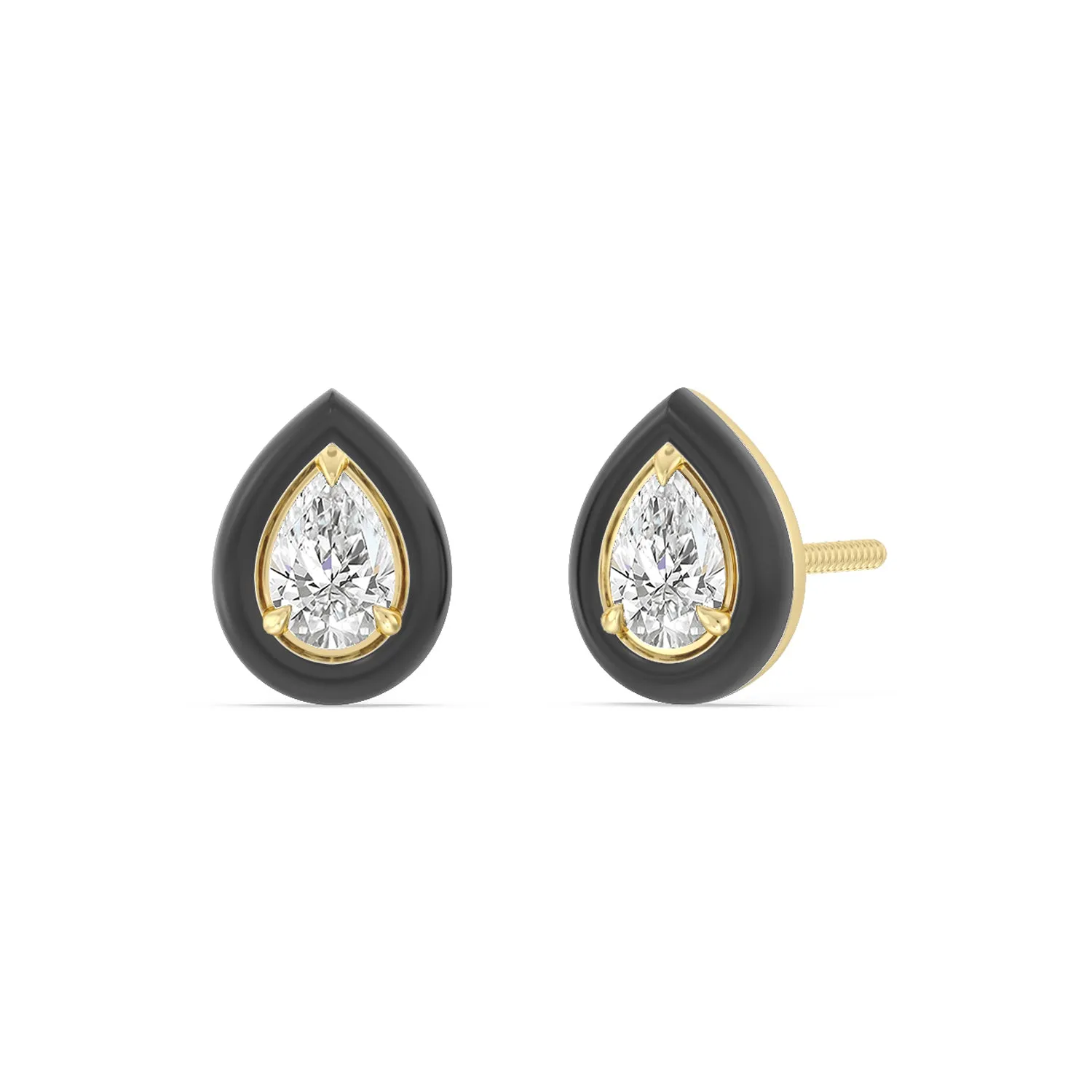 Pear Bezel Studs in Ceramic
