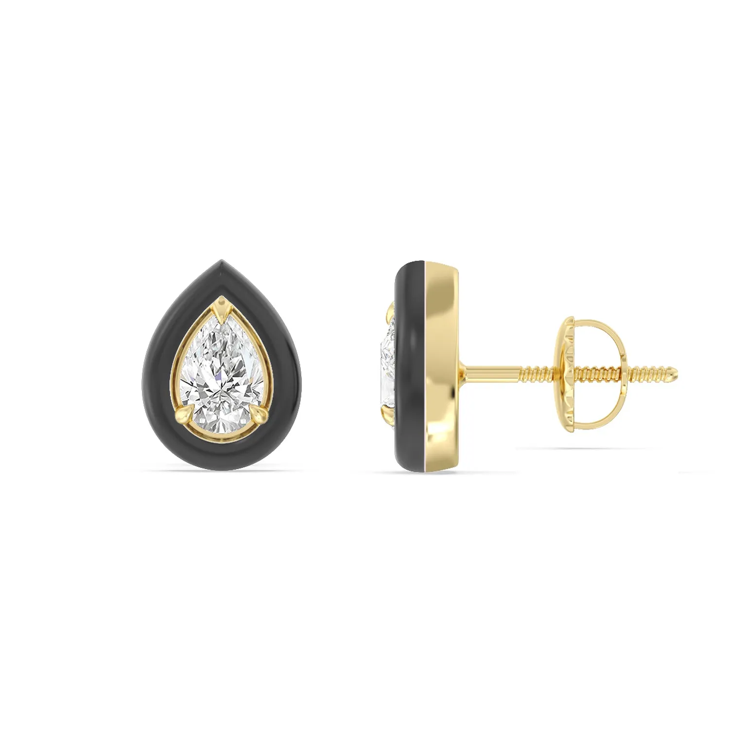 Pear Bezel Studs in Ceramic