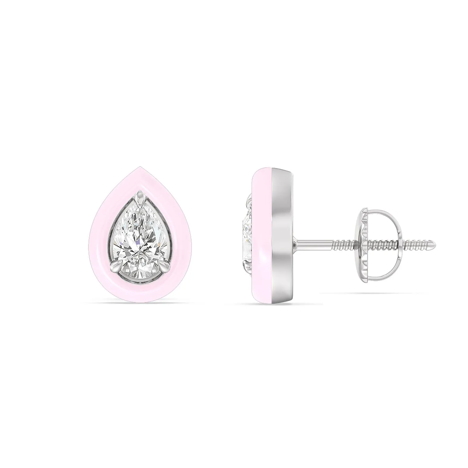 Pear Bezel Studs in Ceramic