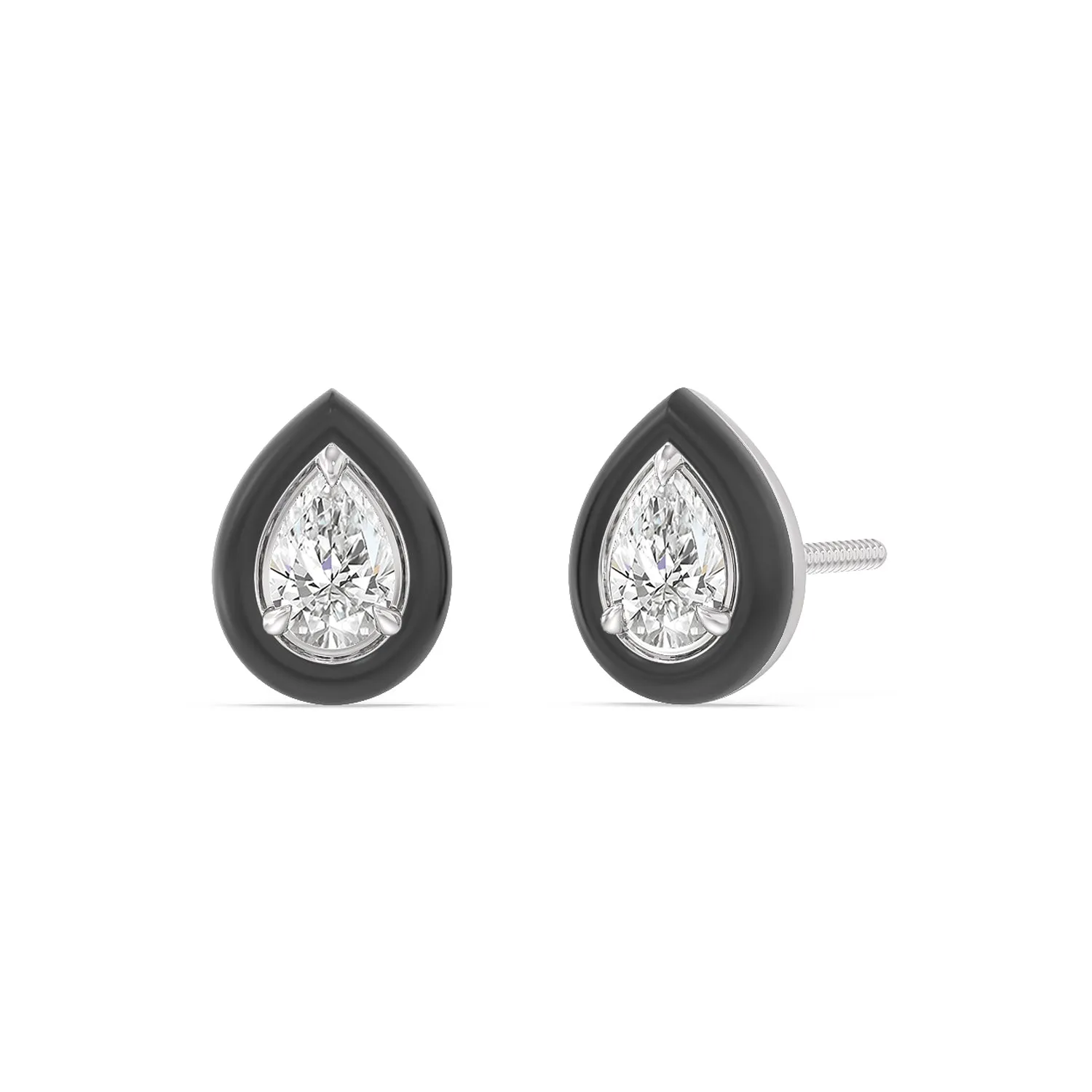 Pear Bezel Studs in Ceramic