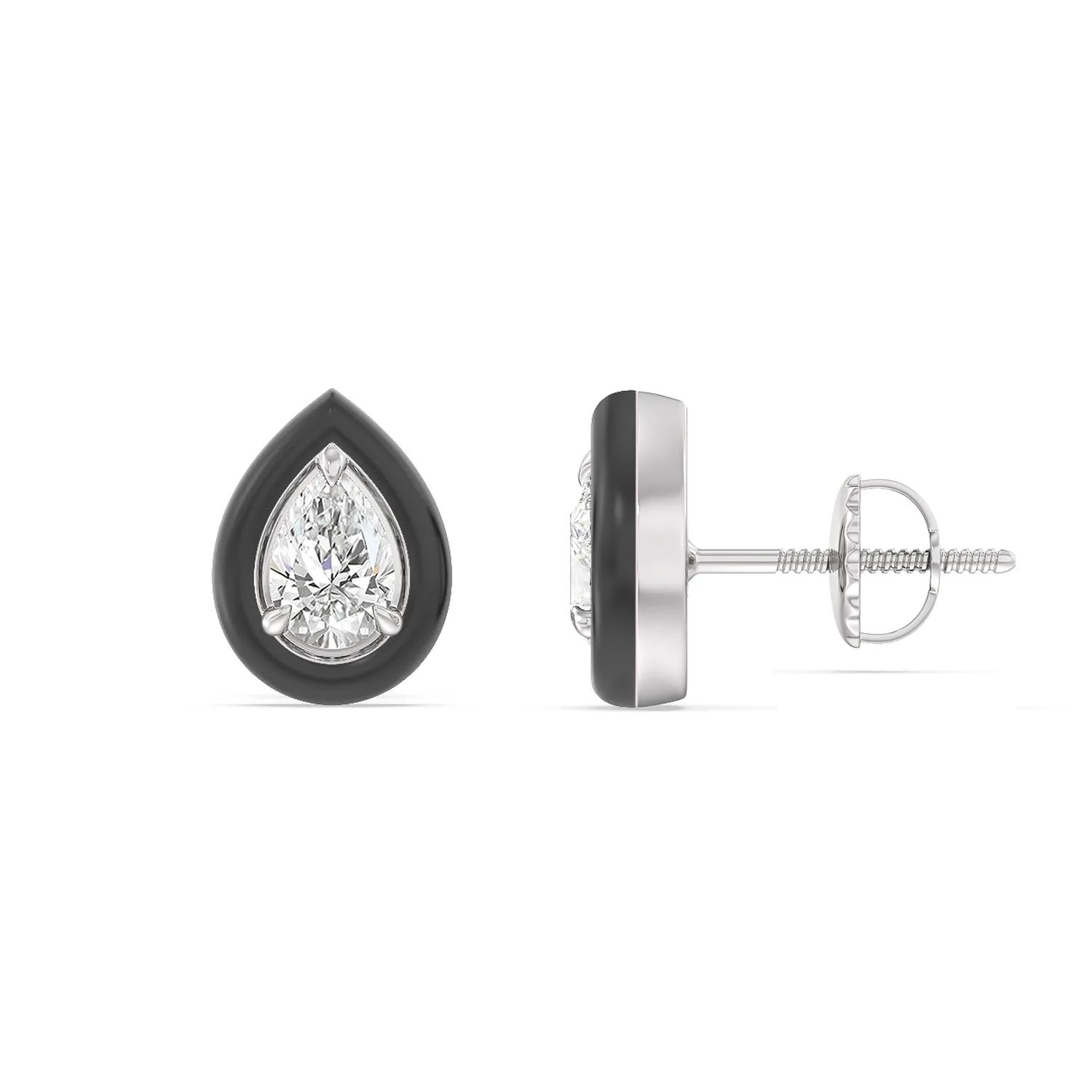 Pear Bezel Studs in Ceramic